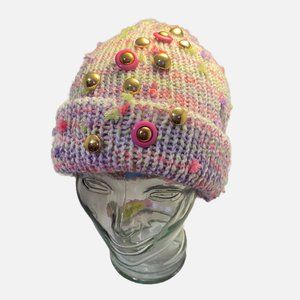 Plasma Beamz Handmade Pink & Gold Marled Beanie